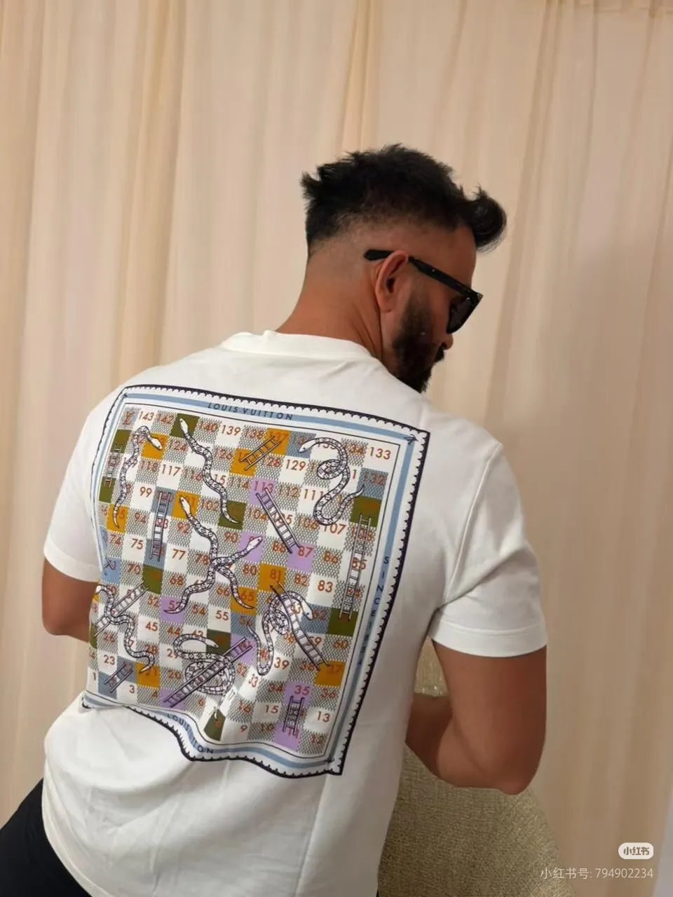 Louis Vuitton/Louis Vuitton back checkerboard print short sleeves